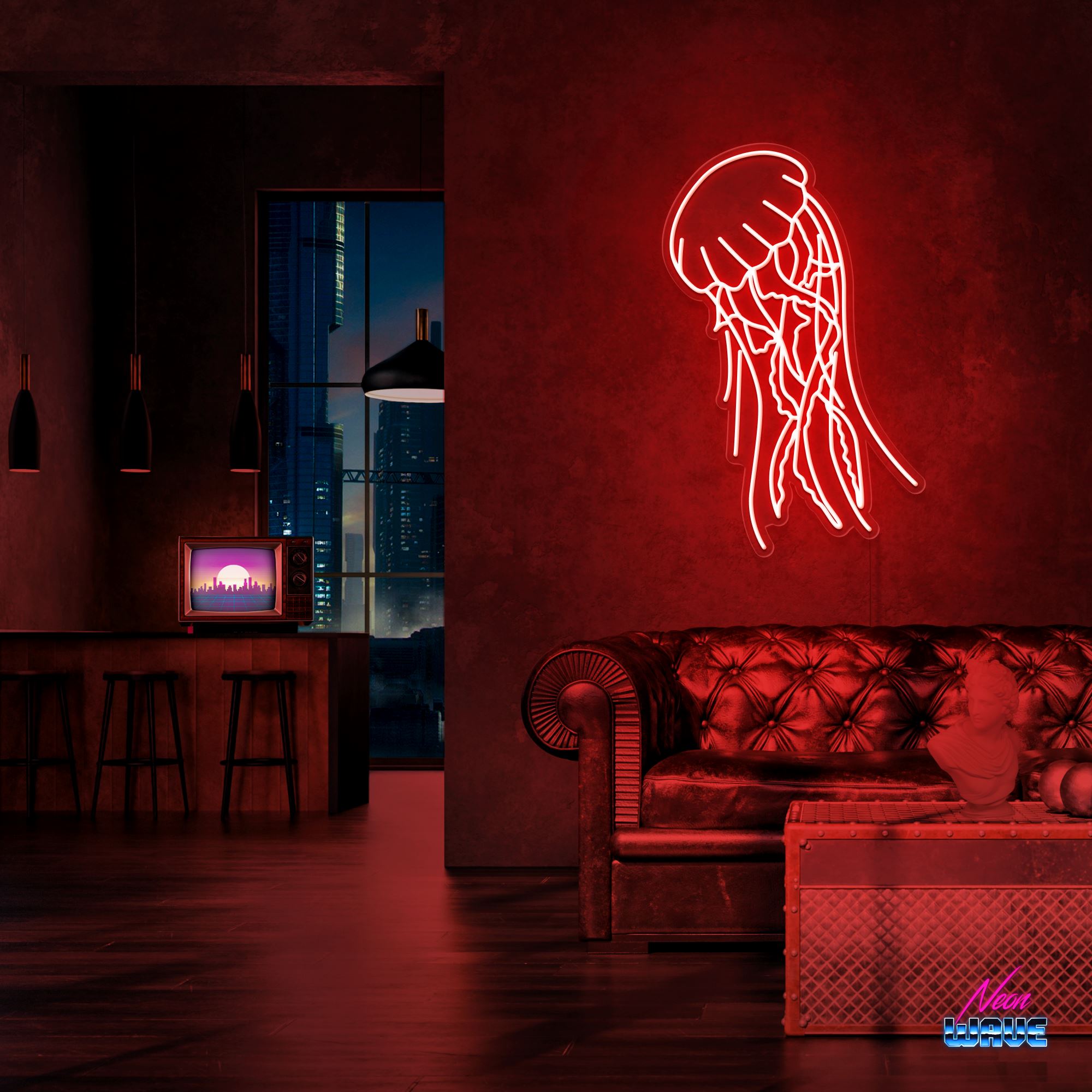 Jellyfish Neon Sign Neonwave.ch 75 cm Rot 