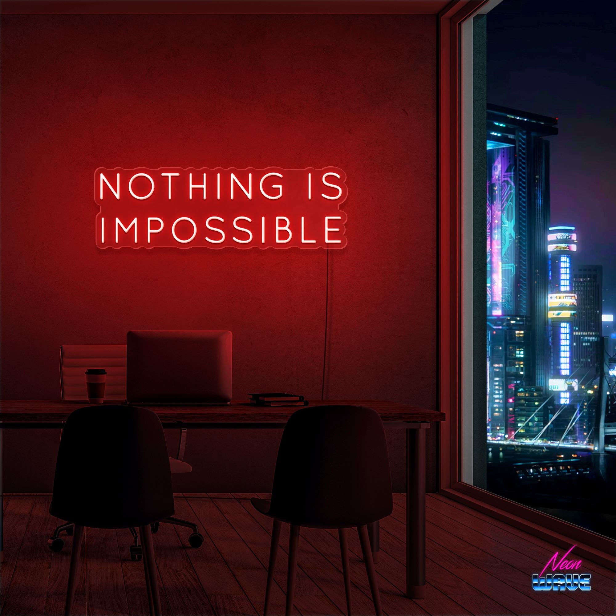 NOTHING IS IMPOSSIBLE Neon Sign Neonwave.ch 50cm Rot 