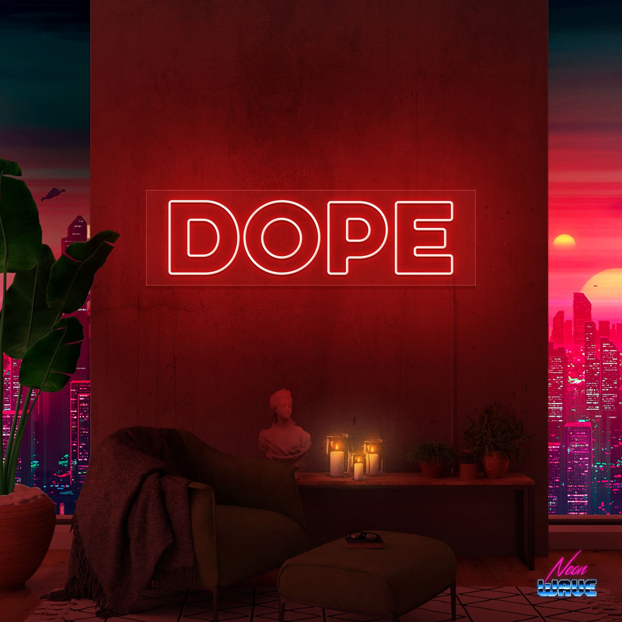 DOPE Neon Sign Neonwave.ch 50cm Rot 