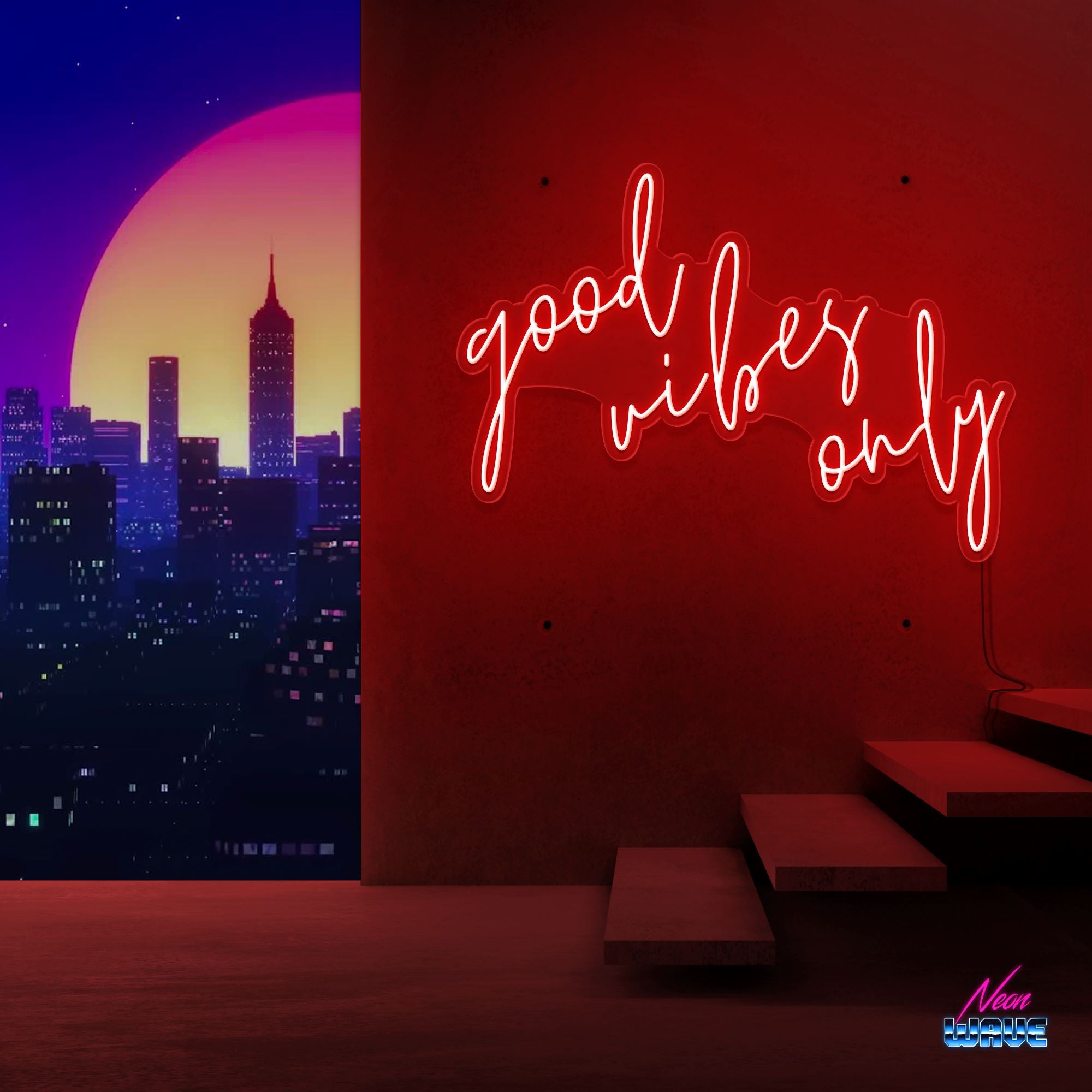 GOOD VIBES ONLY Neon Sign Neonwave.ch 75cm Rot 