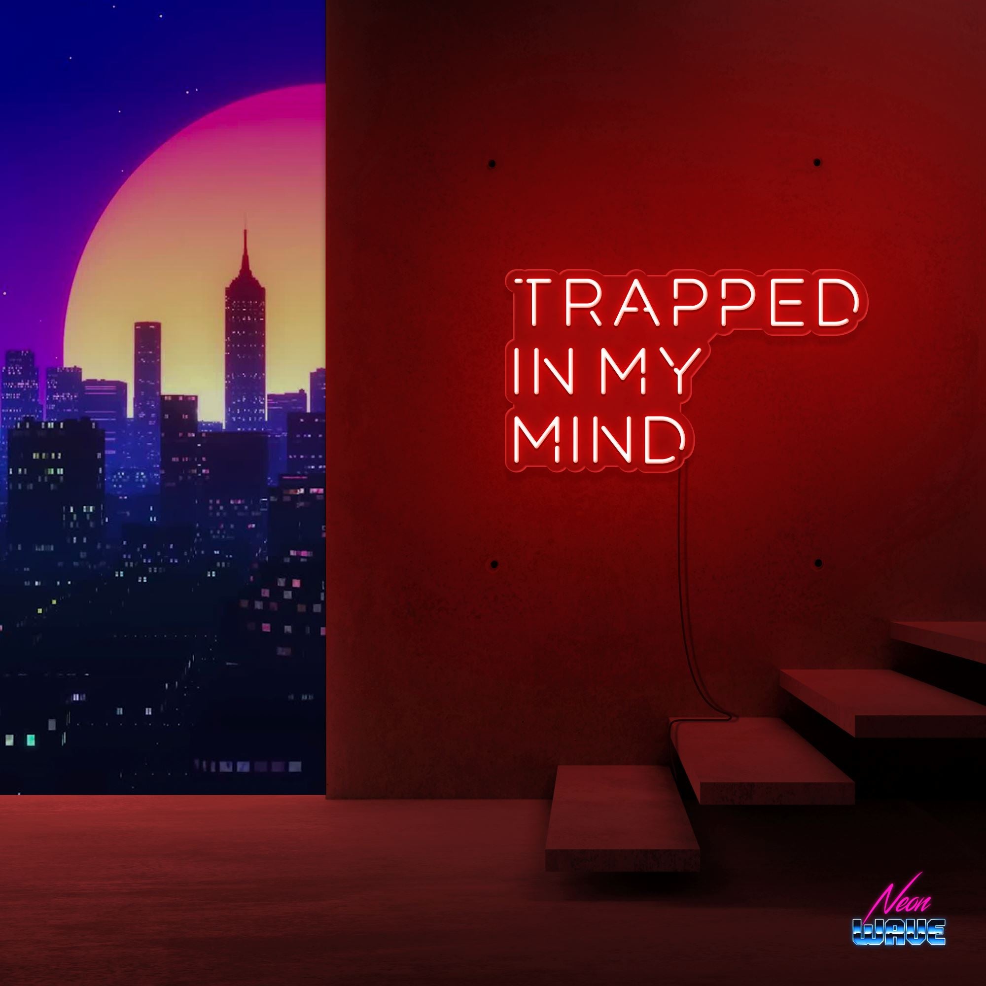 TRAPPED IN MY MIND Neon Sign Neonwave.ch 50cm Rot 