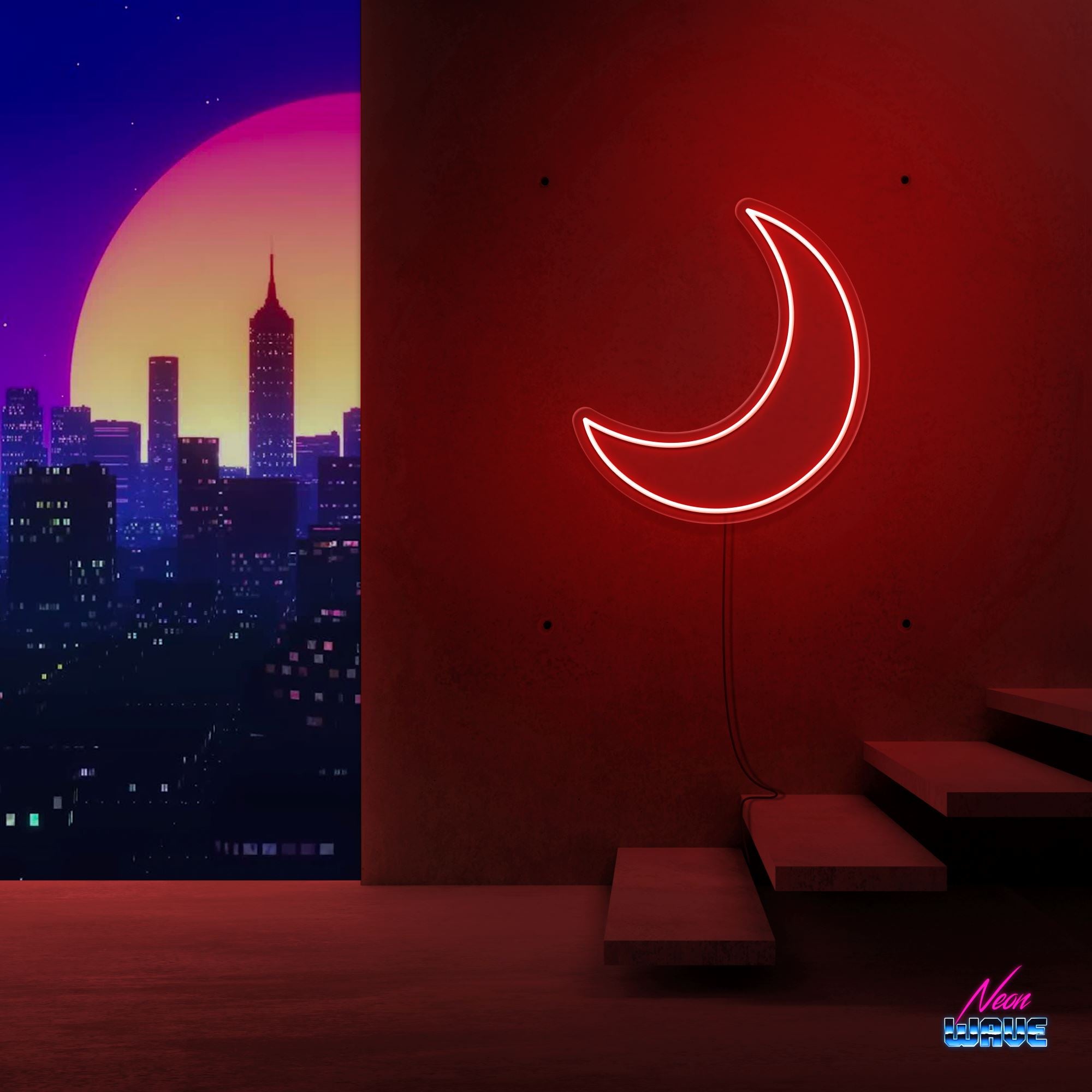 Moon Neon Sign Neonwave.ch 50cm Rot 