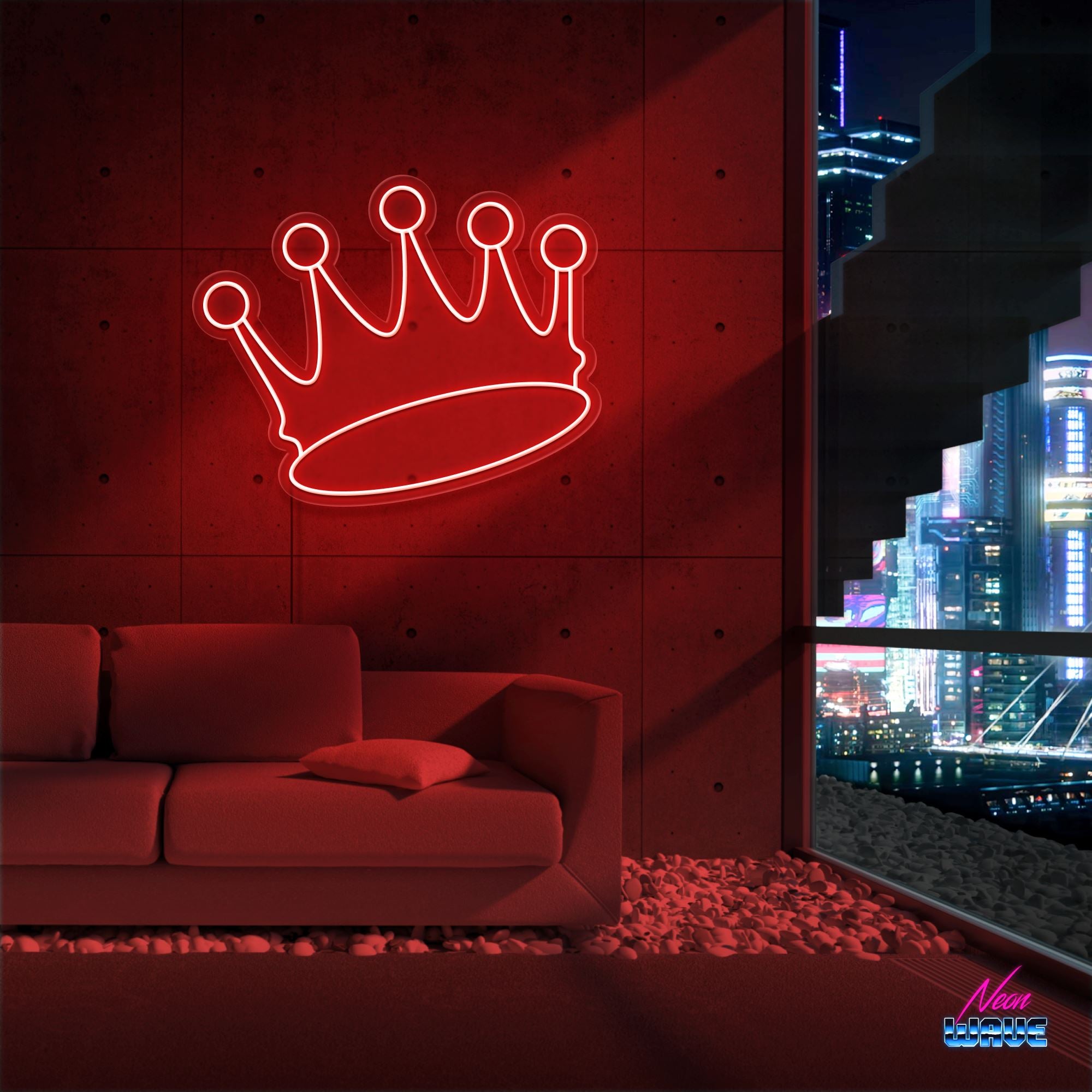 Crown ♕ Neon Sign Neonwave.ch 50cm Rot 