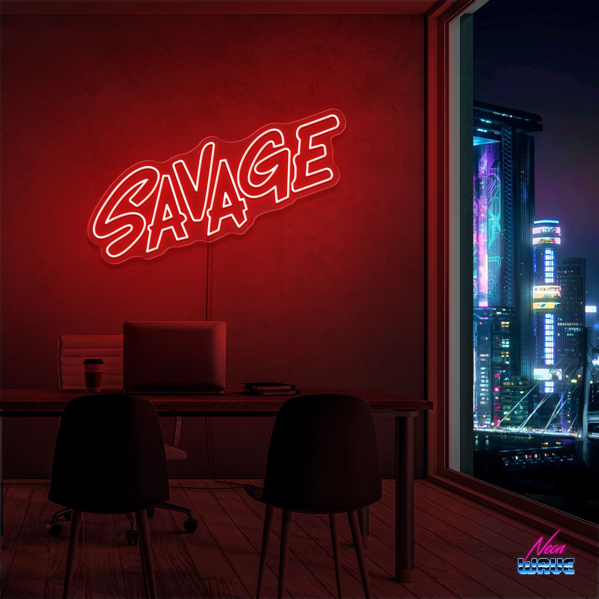 SAVAGE Neon Sign Neonwave.ch 50cm Rot 