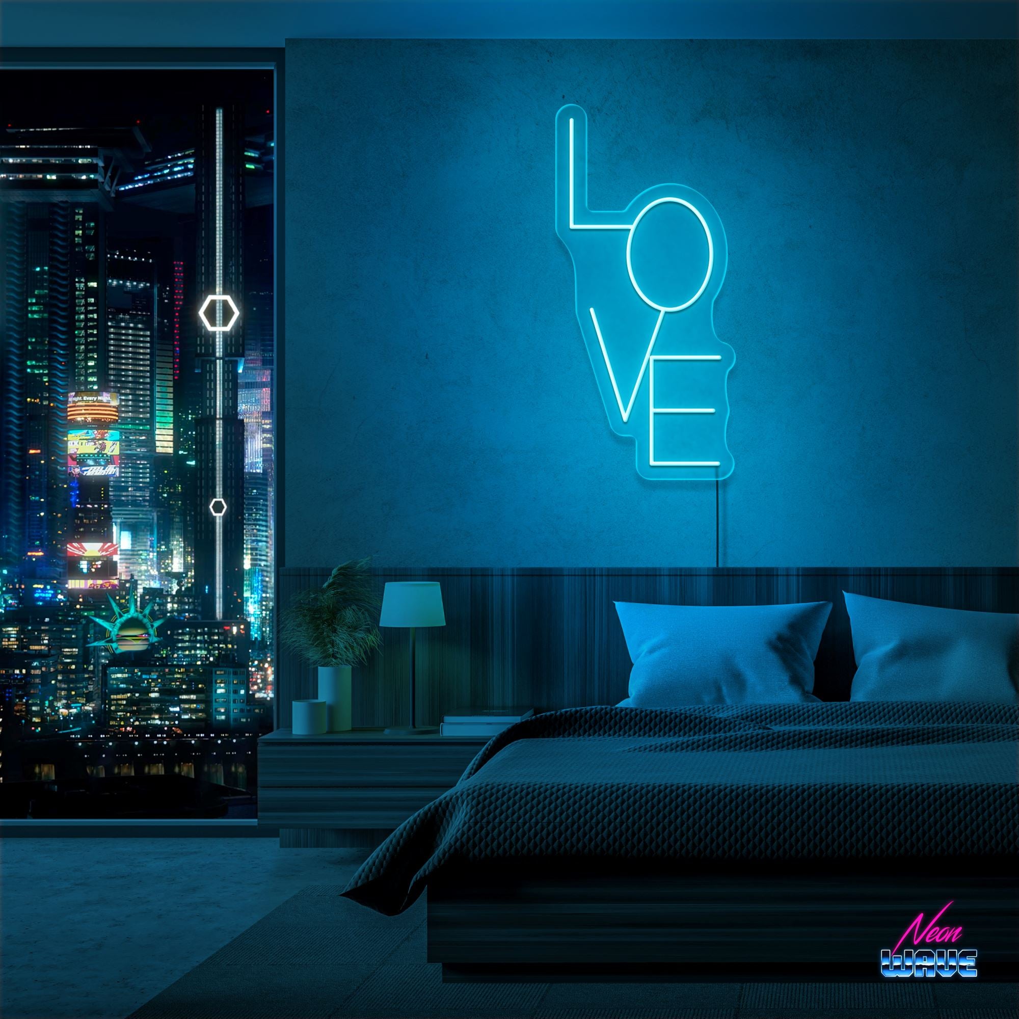 LOVE Neon Sign Neonwave.ch 50cm Hellblau 