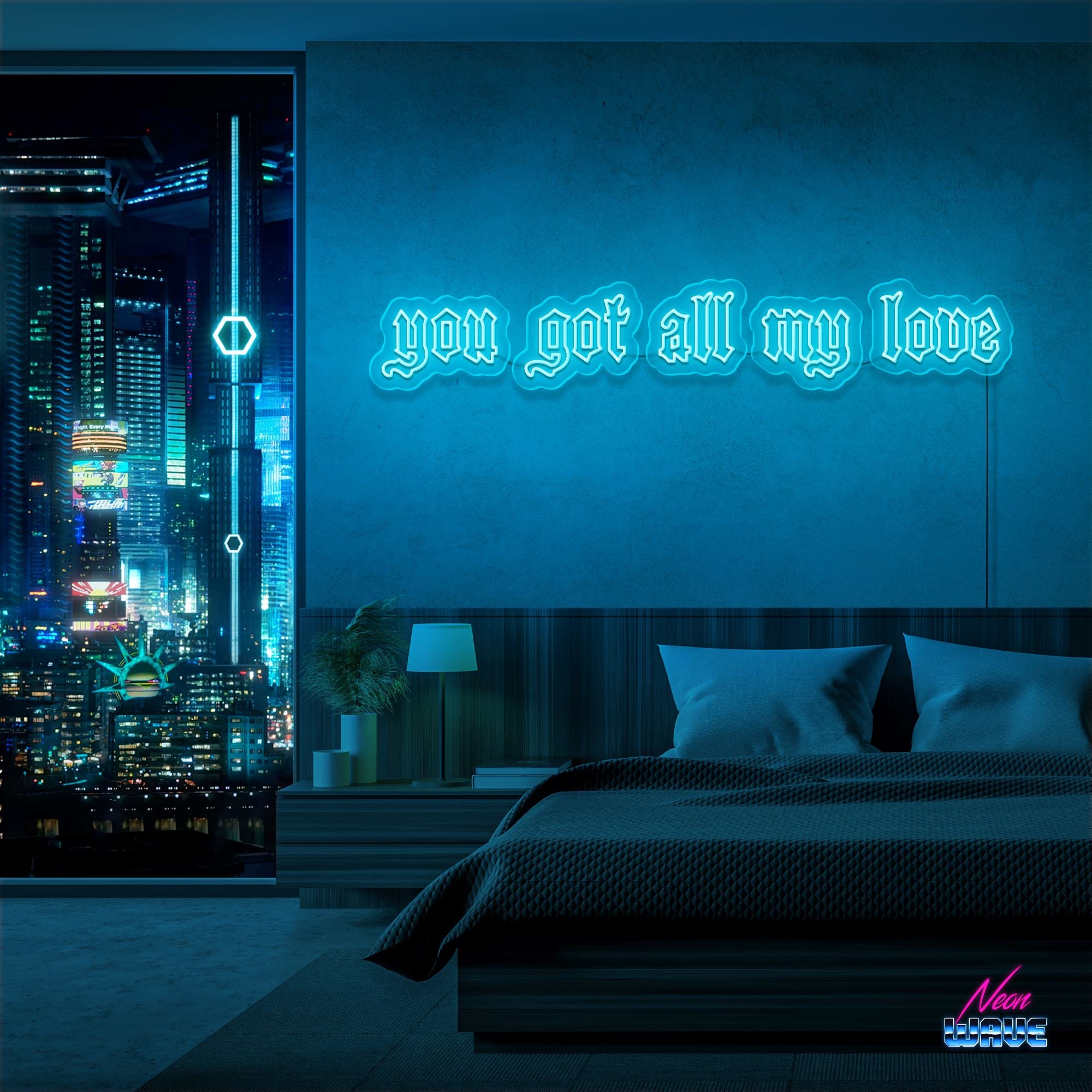 you got all my love Neon Sign Neonwave.ch 125cm Hellblau 
