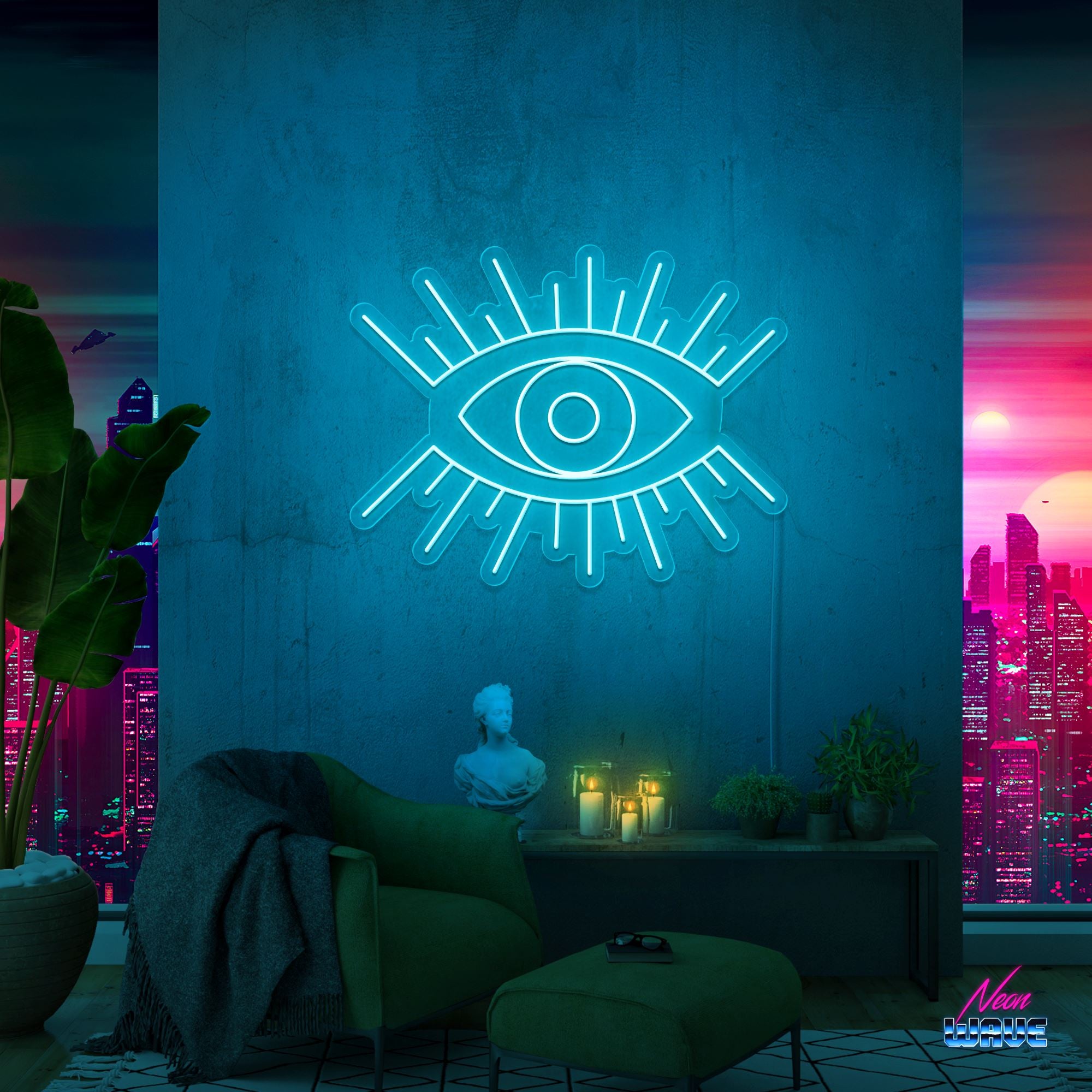 The Eye Neon Sign Neonwave.ch 50cm Hellblau 