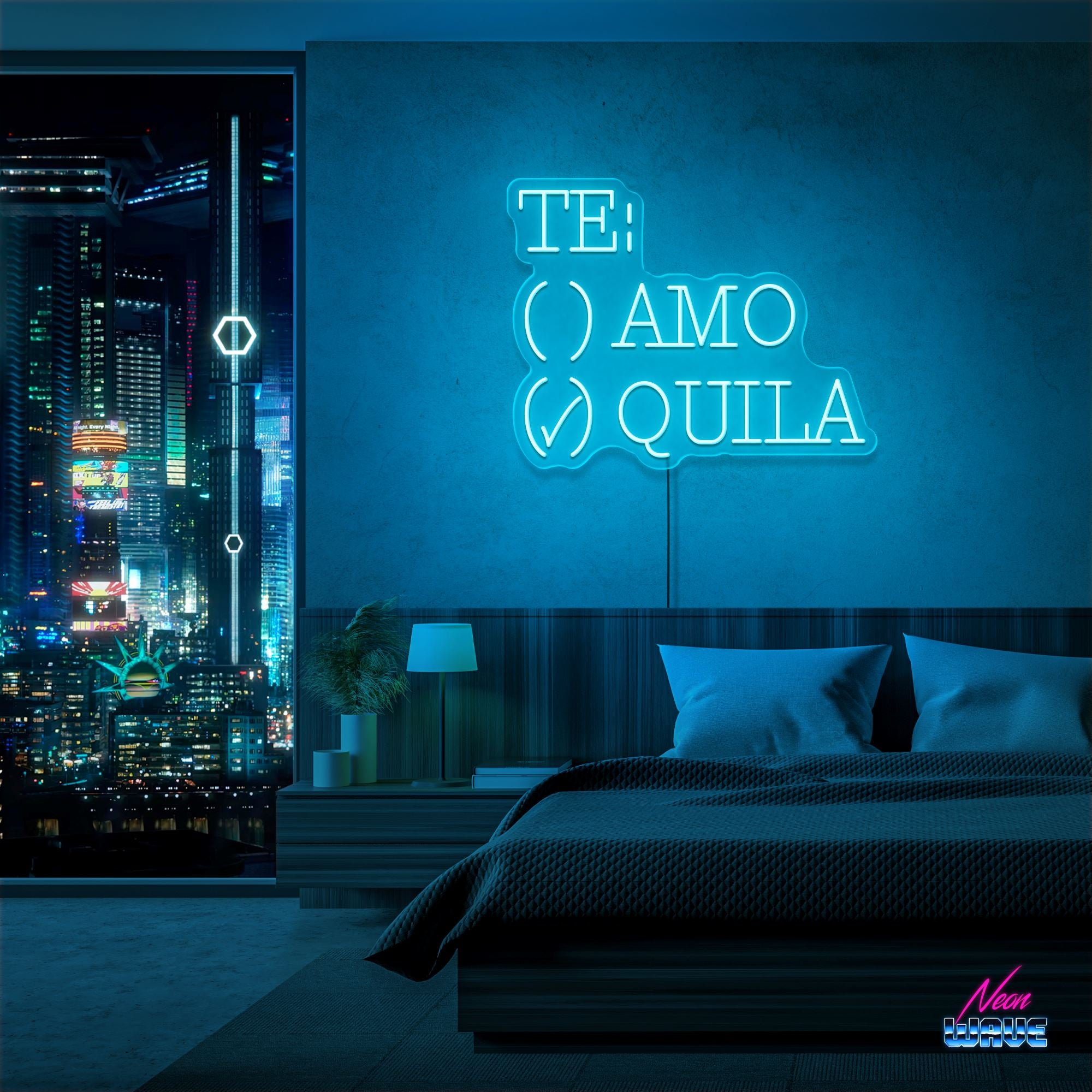 TE: AMO / QUILA Neon Sign Neonwave.ch 50cm Hellblau 