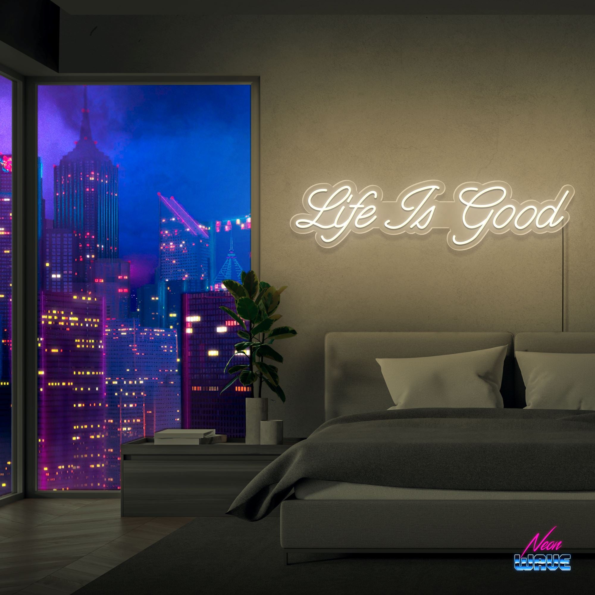 Life is Good Neon Sign Neonwave.ch 75 cm Warmweiss 