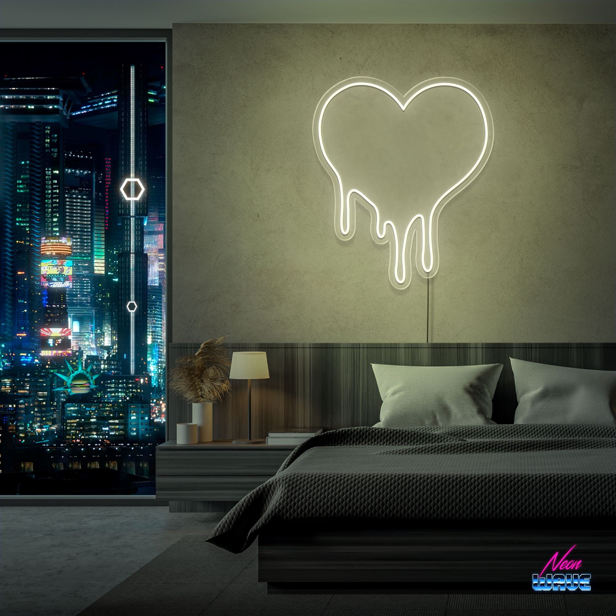 DRIPPING HEART ♡ Neon Sign Neonwave.ch 50cm Warmweiss 