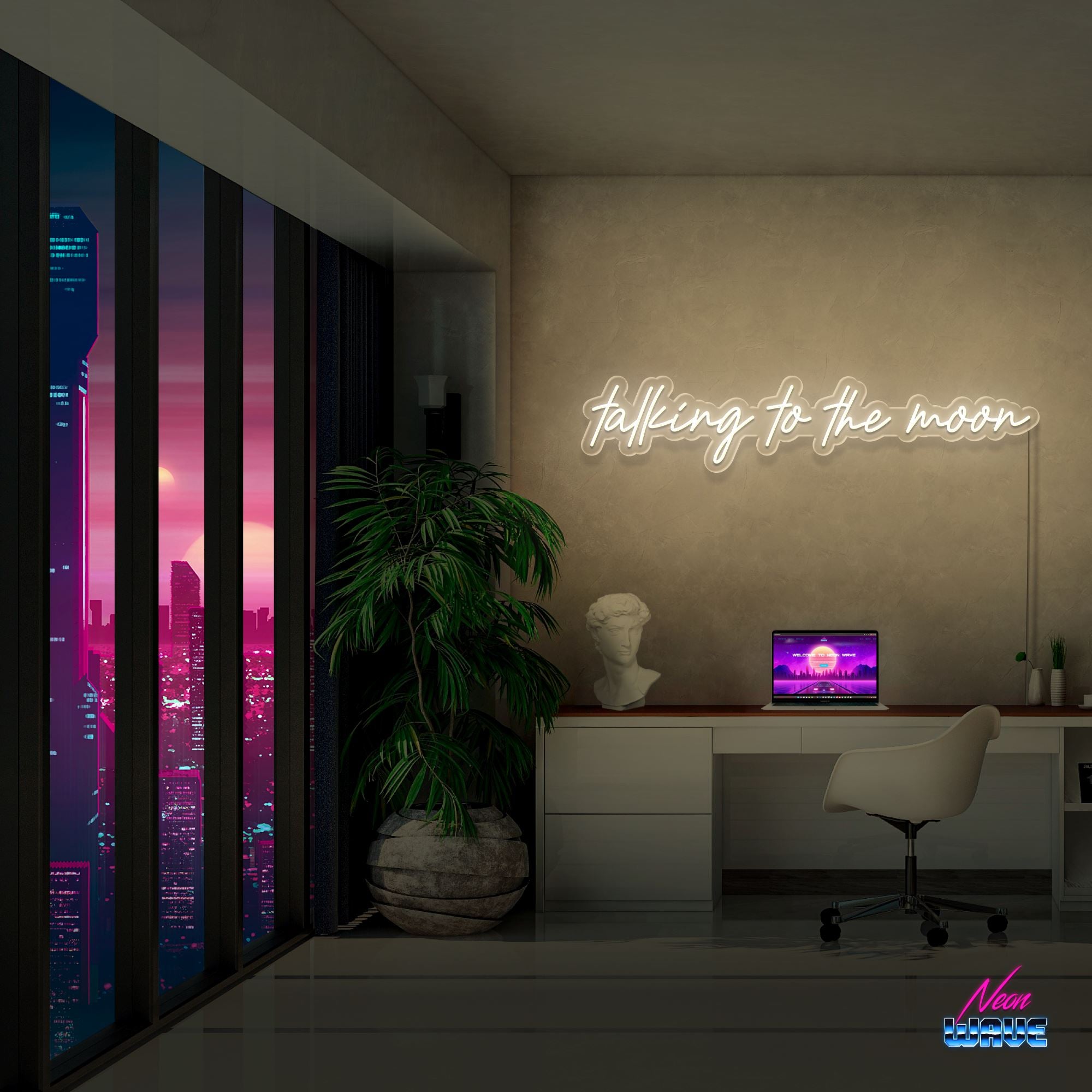 Talking to the moon Neon Sign Neonwave.ch 100cm Warmweiss 