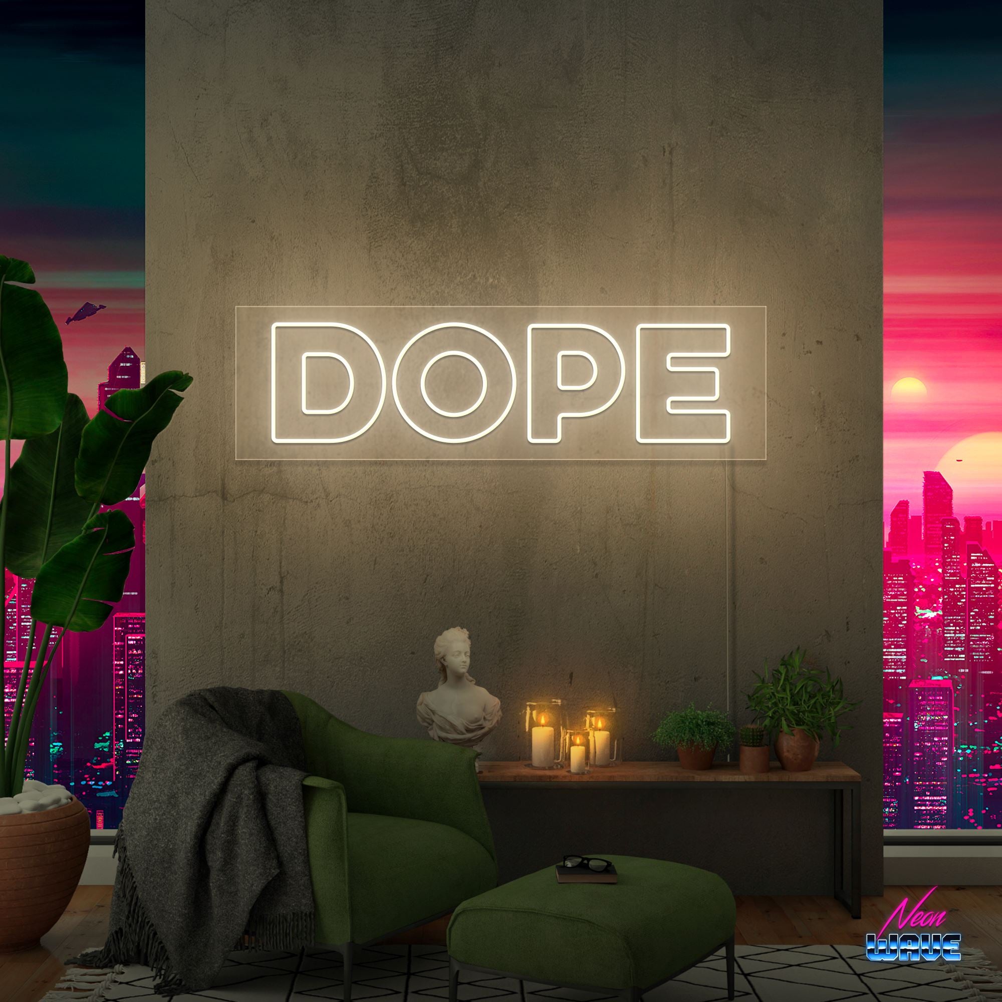 DOPE Neon Sign Neonwave.ch 50cm Warmweiss 