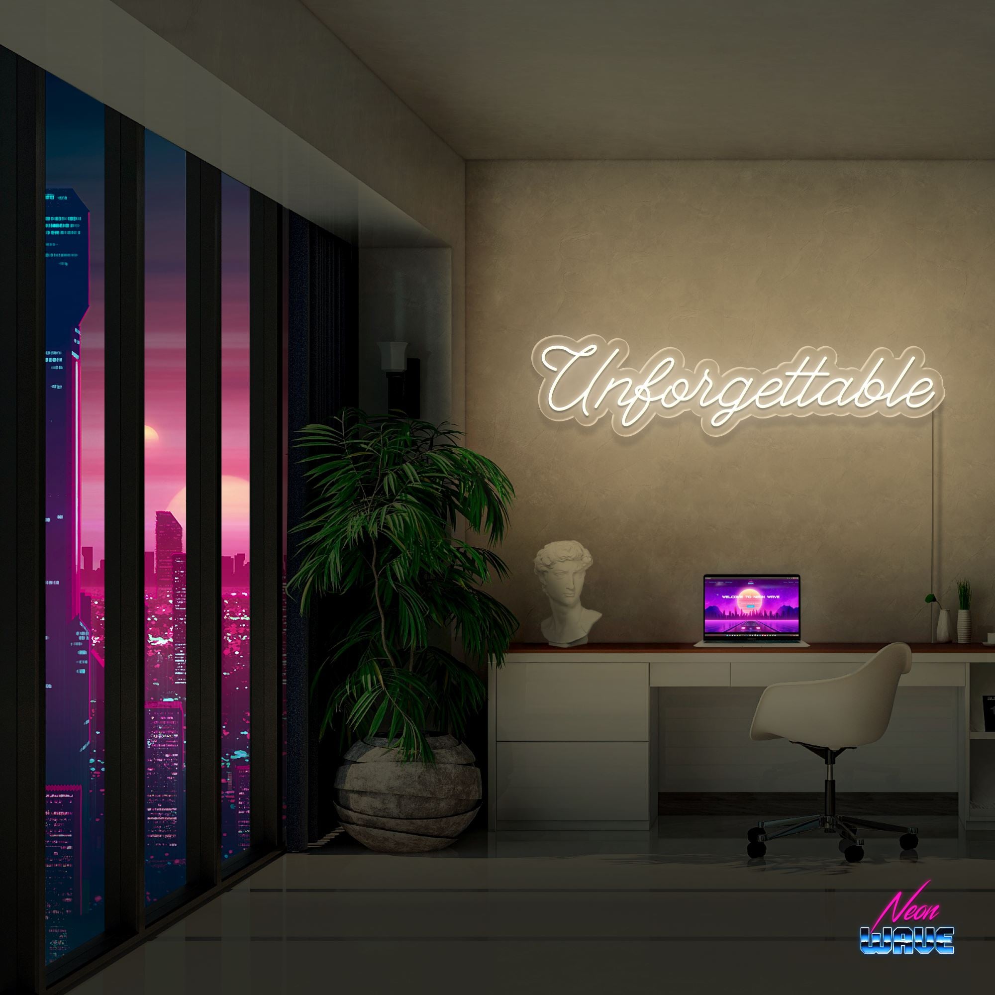 Unforgettable Neon Sign Neonwave.ch 75 cm Warmweiss 