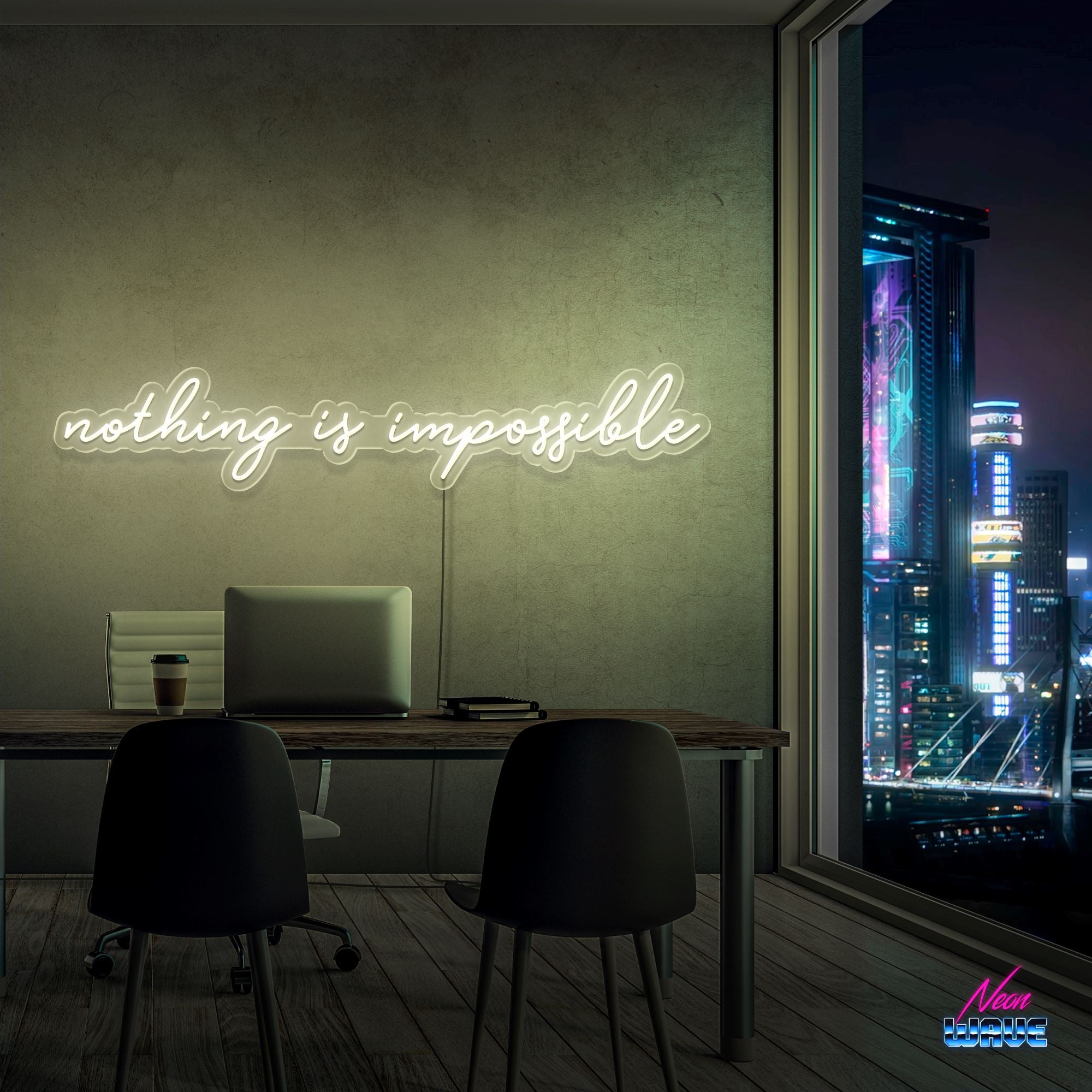 NOTHING IS IMPOSSIBLE Neon Sign Neonwave.ch 150cm Warmweiss 