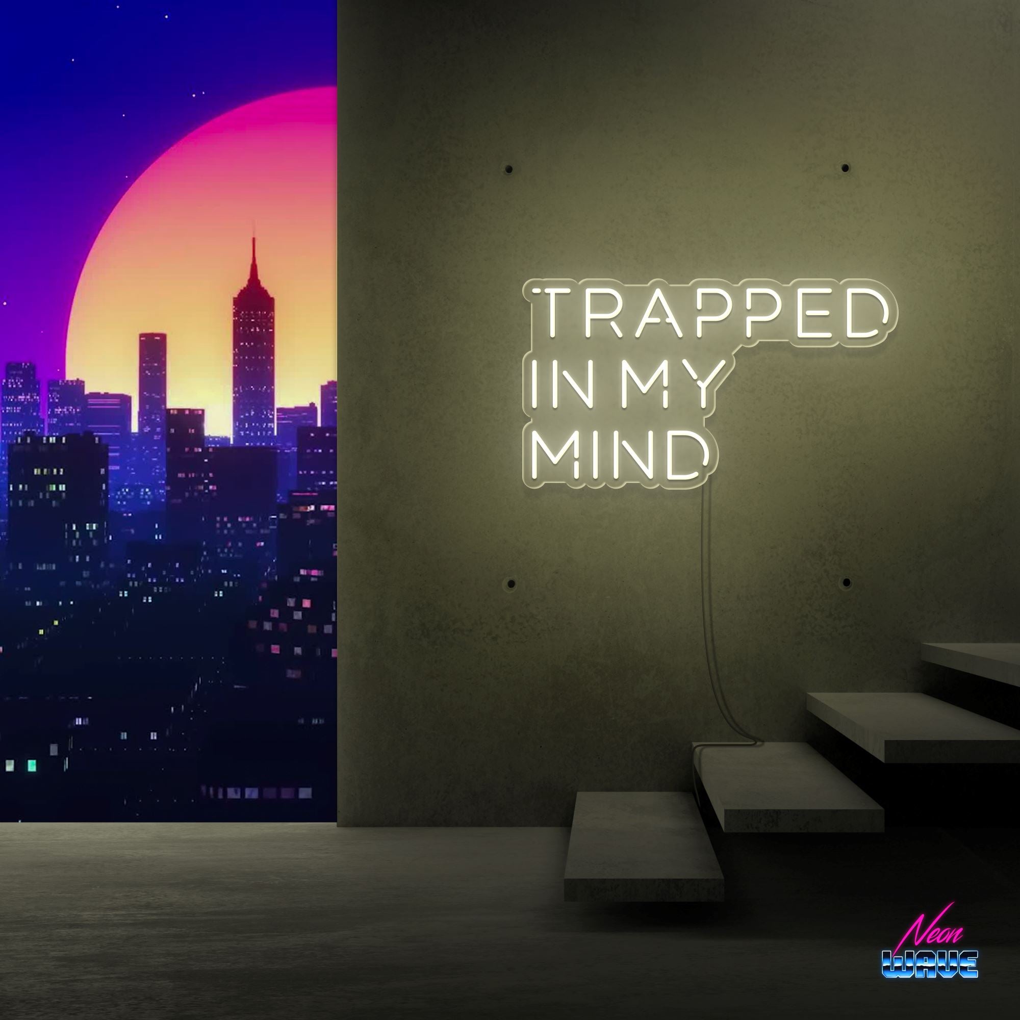 TRAPPED IN MY MIND Neon Sign Neonwave.ch 50cm Warmweiss 