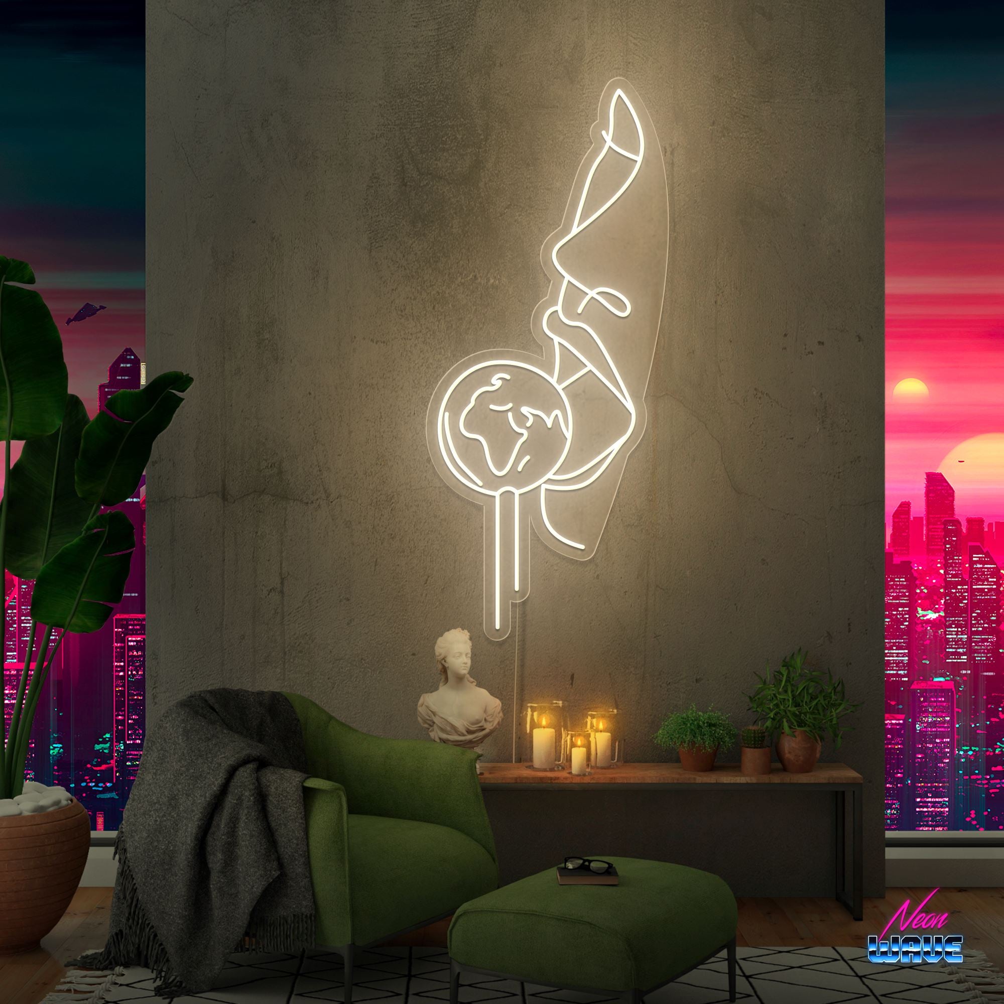 Earth Lollipop Neon Sign Neonwave.ch 75cm Warmweiss 