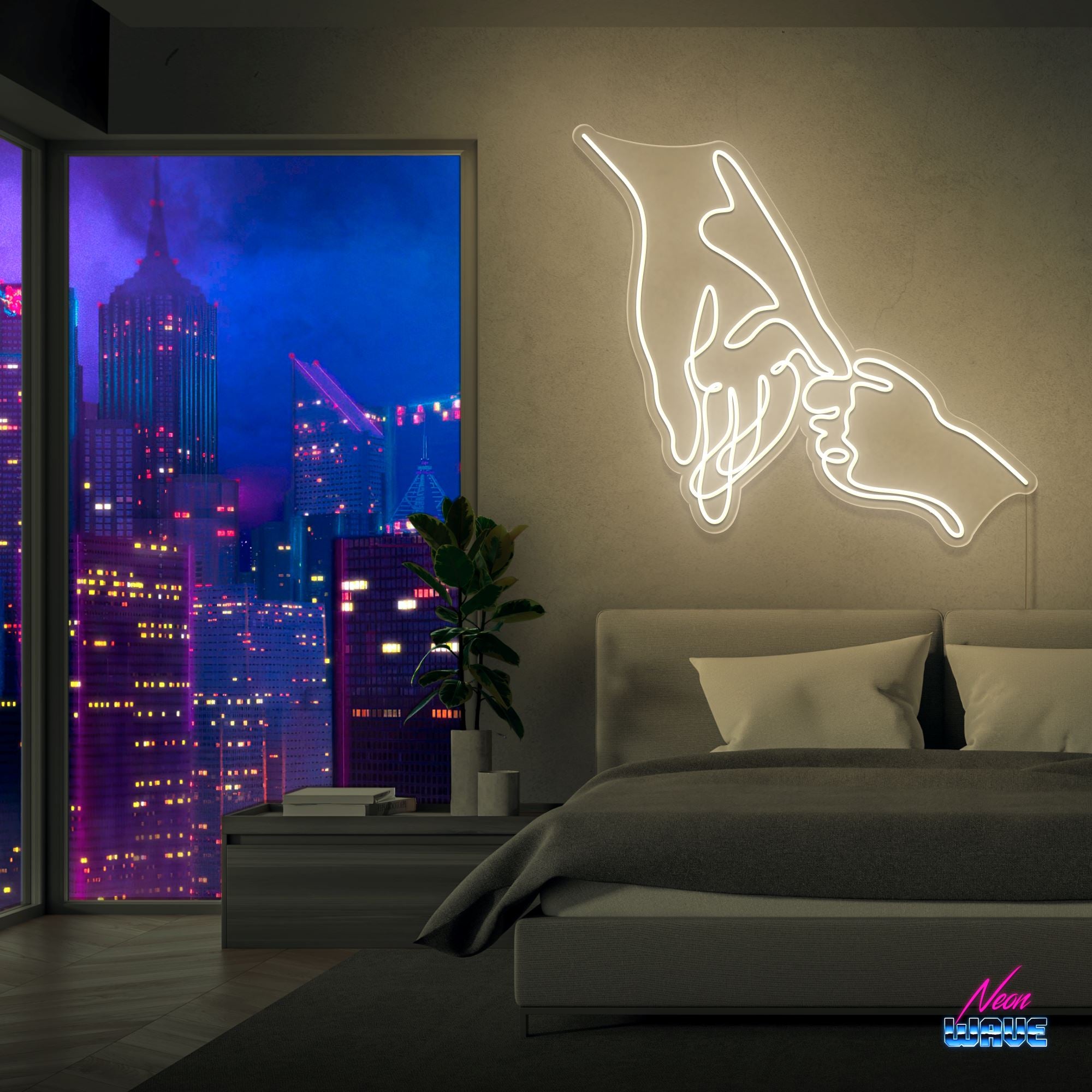 Hold your Hand Neon Sign Neonwave.ch 75 cm Warmweiss 
