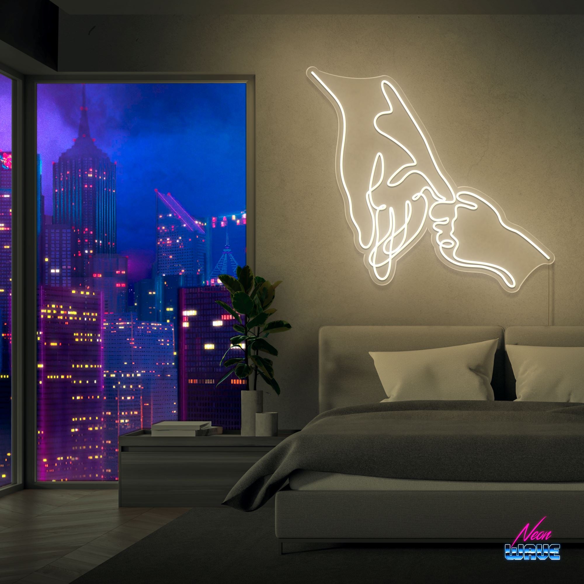 Hold your Hand Neon Sign Neonwave.ch 75 cm Warmweiss 