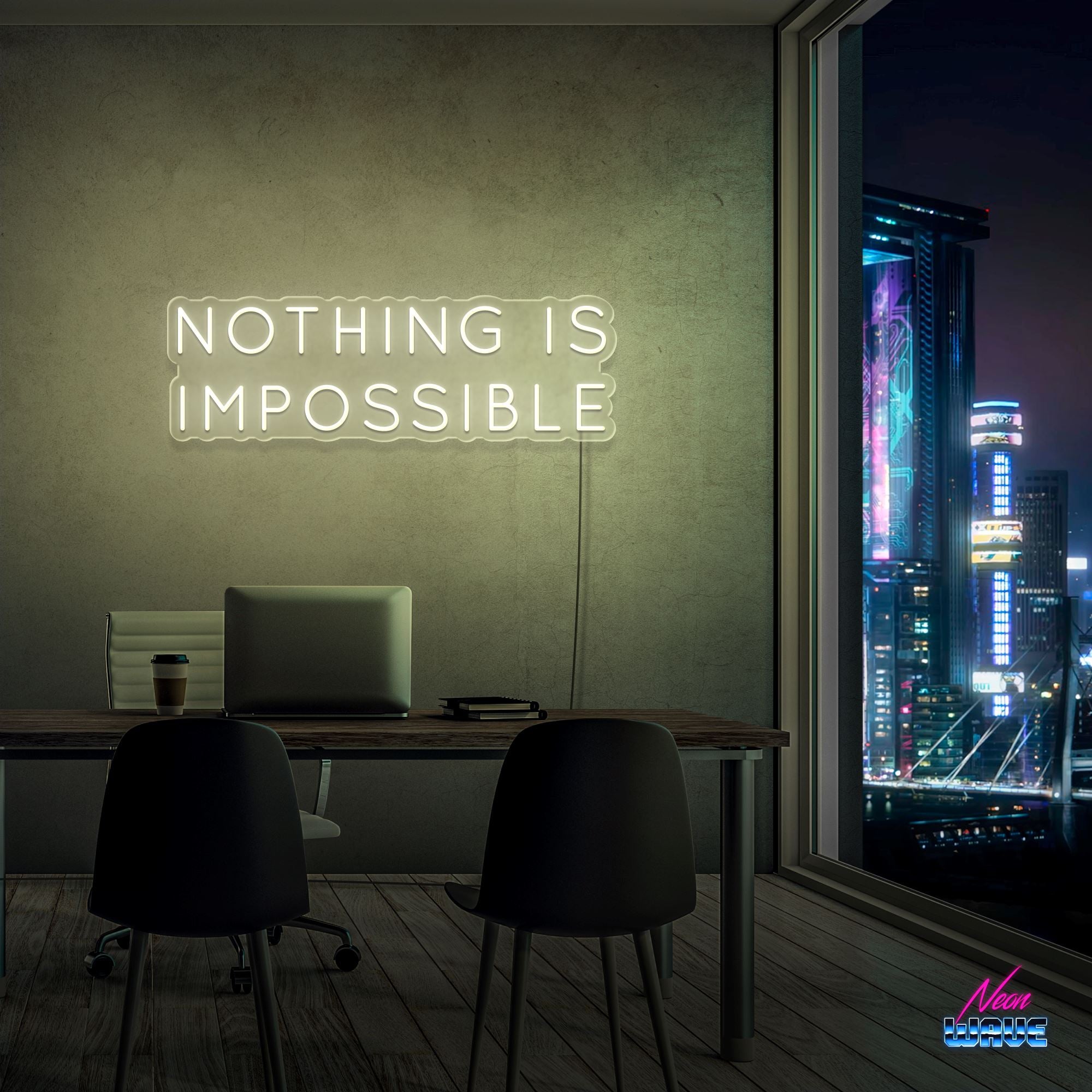 NOTHING IS IMPOSSIBLE Neon Sign Neonwave.ch 50cm Warmweiss 