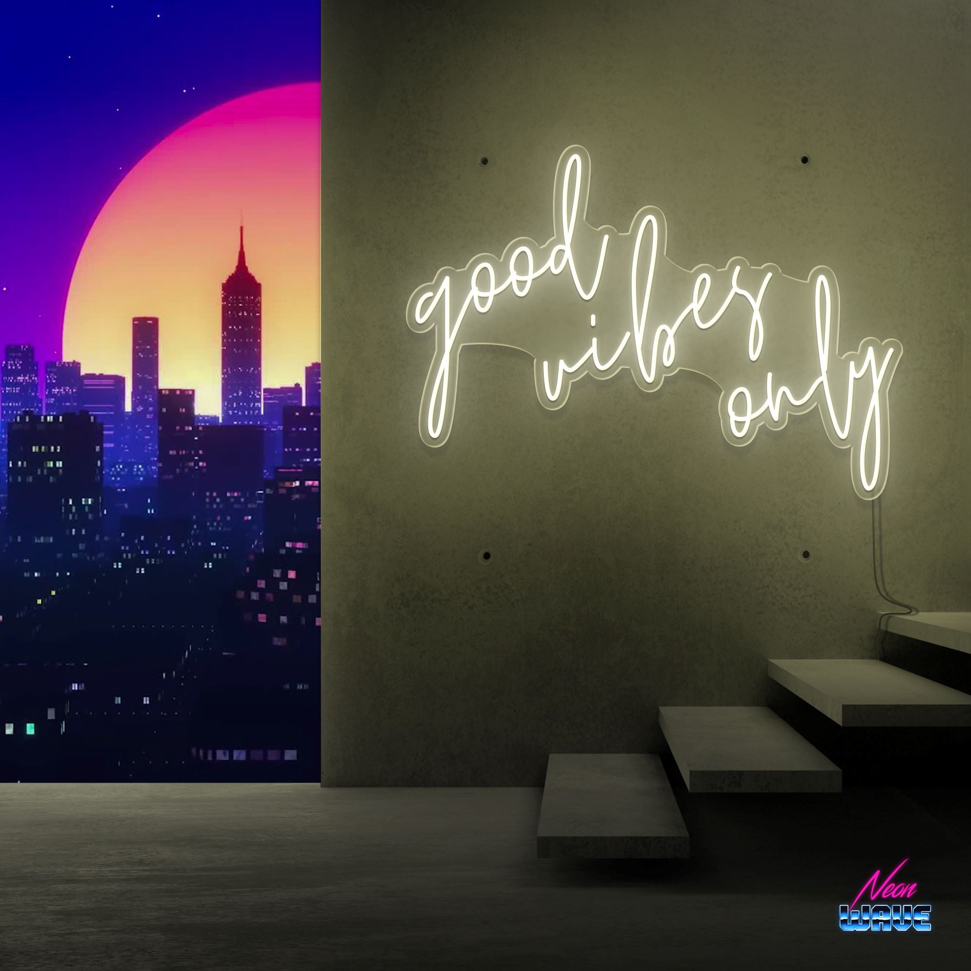 GOOD VIBES ONLY Neon Sign Neonwave.ch 75cm Warmweiss 