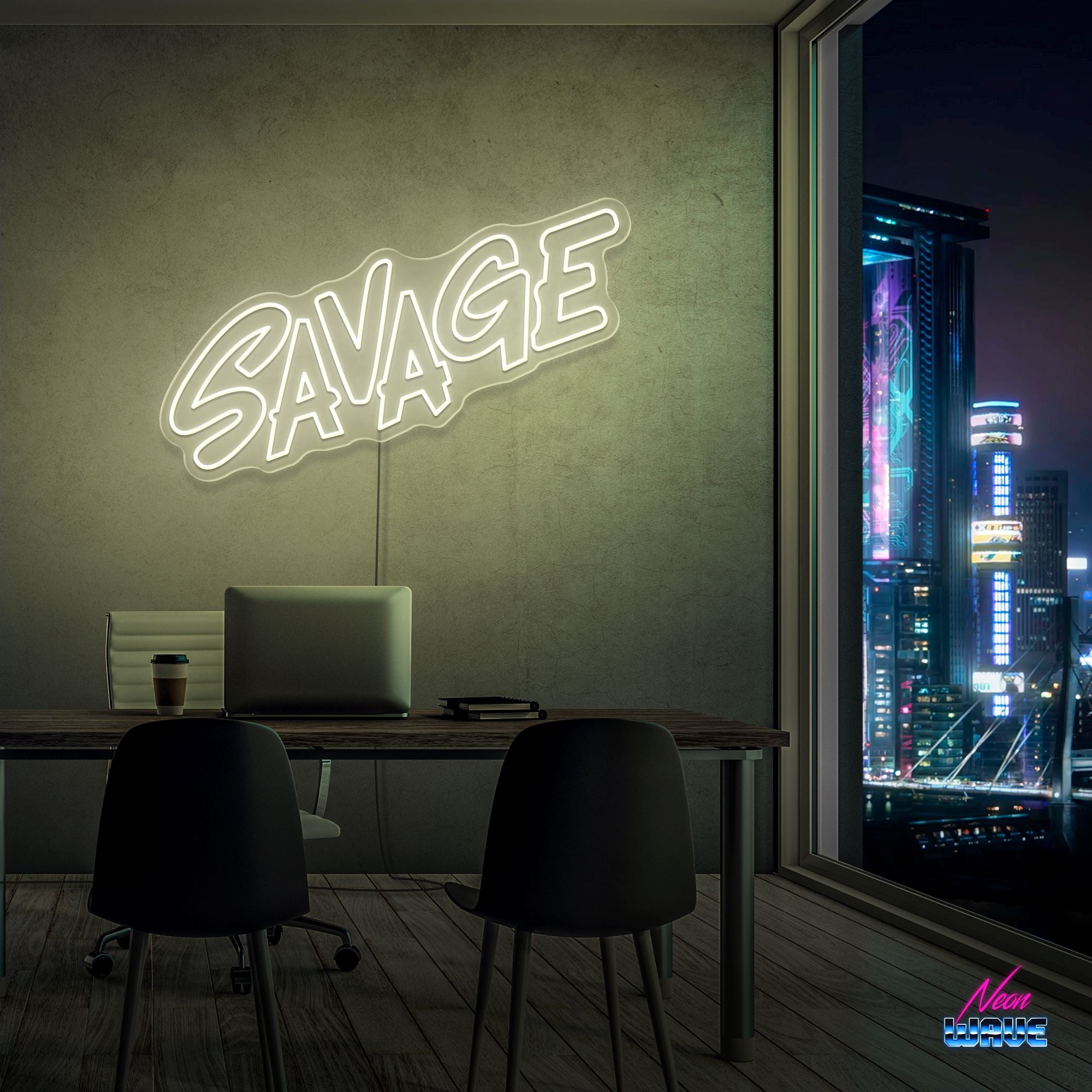 SAVAGE Neon Sign Neonwave.ch 50cm Warmweiss 