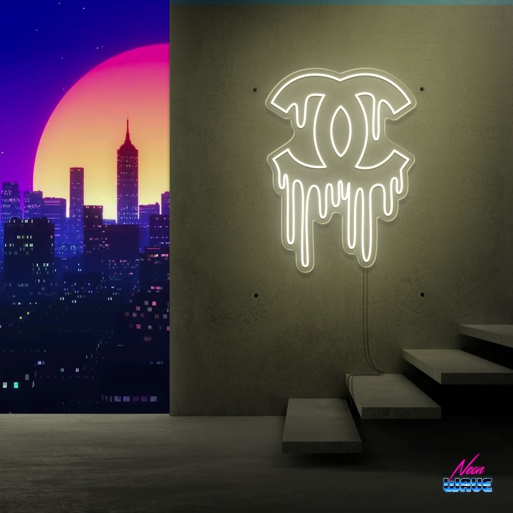Liquid Chanel Neon Sign Neonwave.ch 50cm Warmweiss 