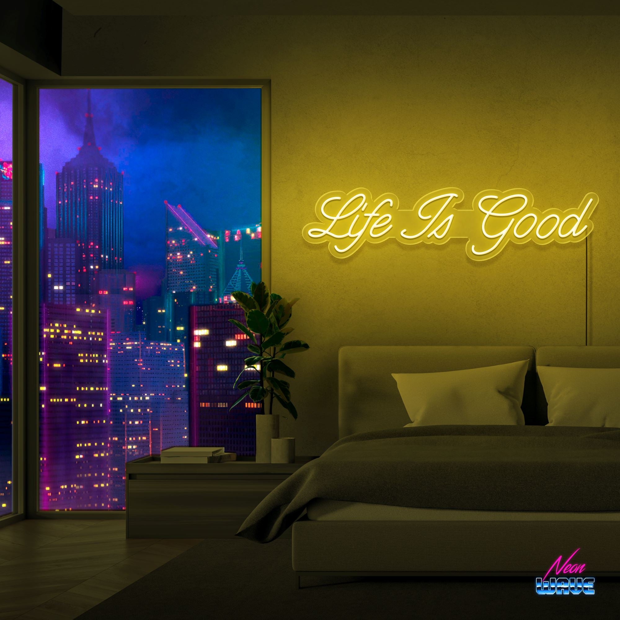 Life is Good Neon Sign Neonwave.ch 75 cm Gelb 