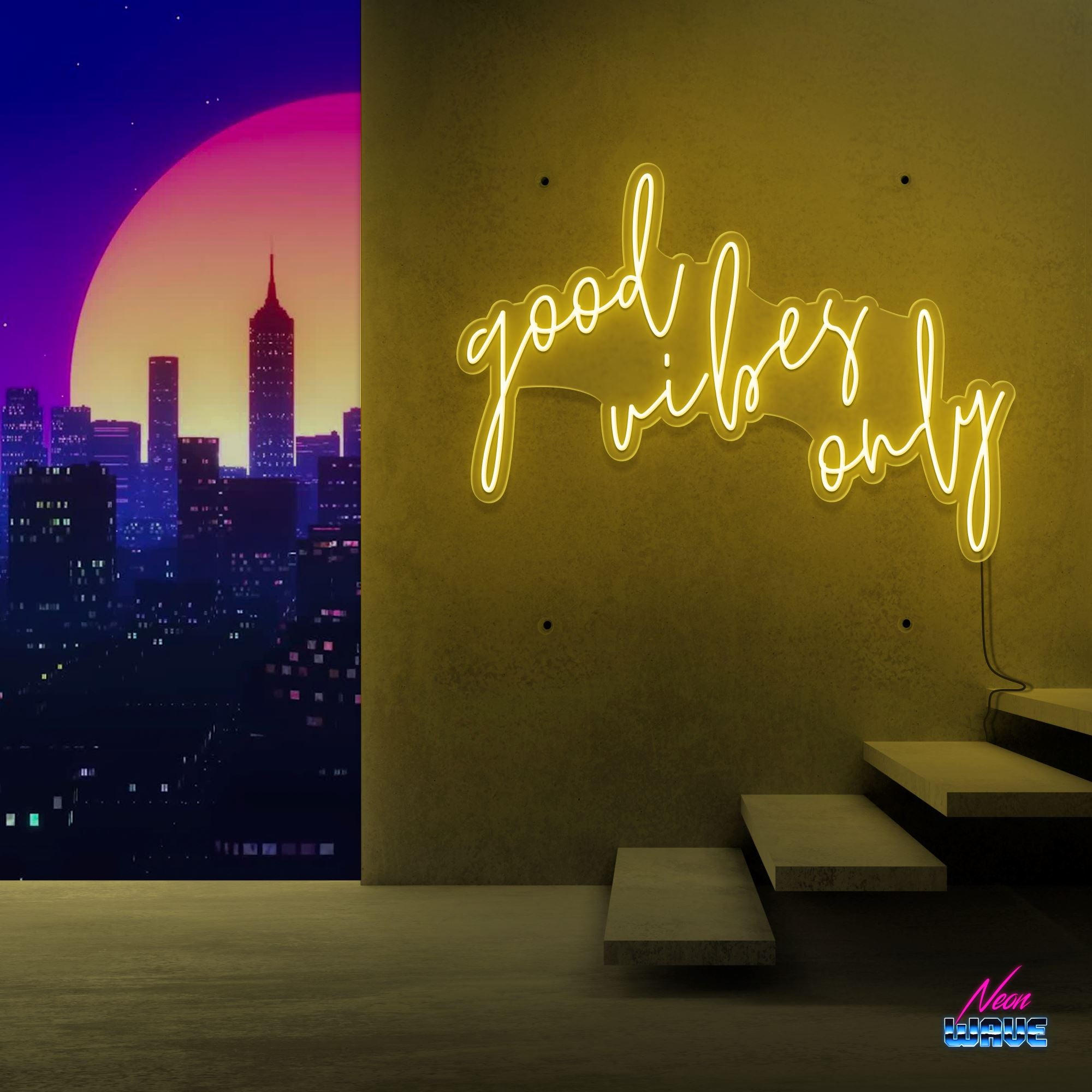 GOOD VIBES ONLY Neon Sign Neonwave.ch 75cm Gelb 
