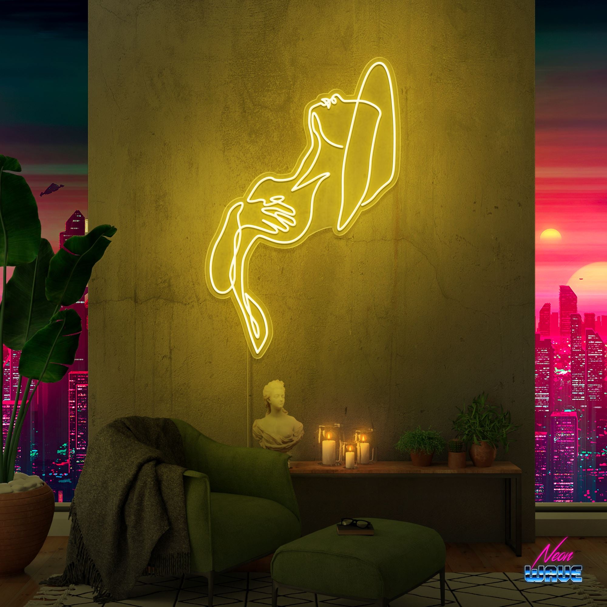 Aesthetic Woman Neon Sign Neonwave.ch 150 cm Gelb 