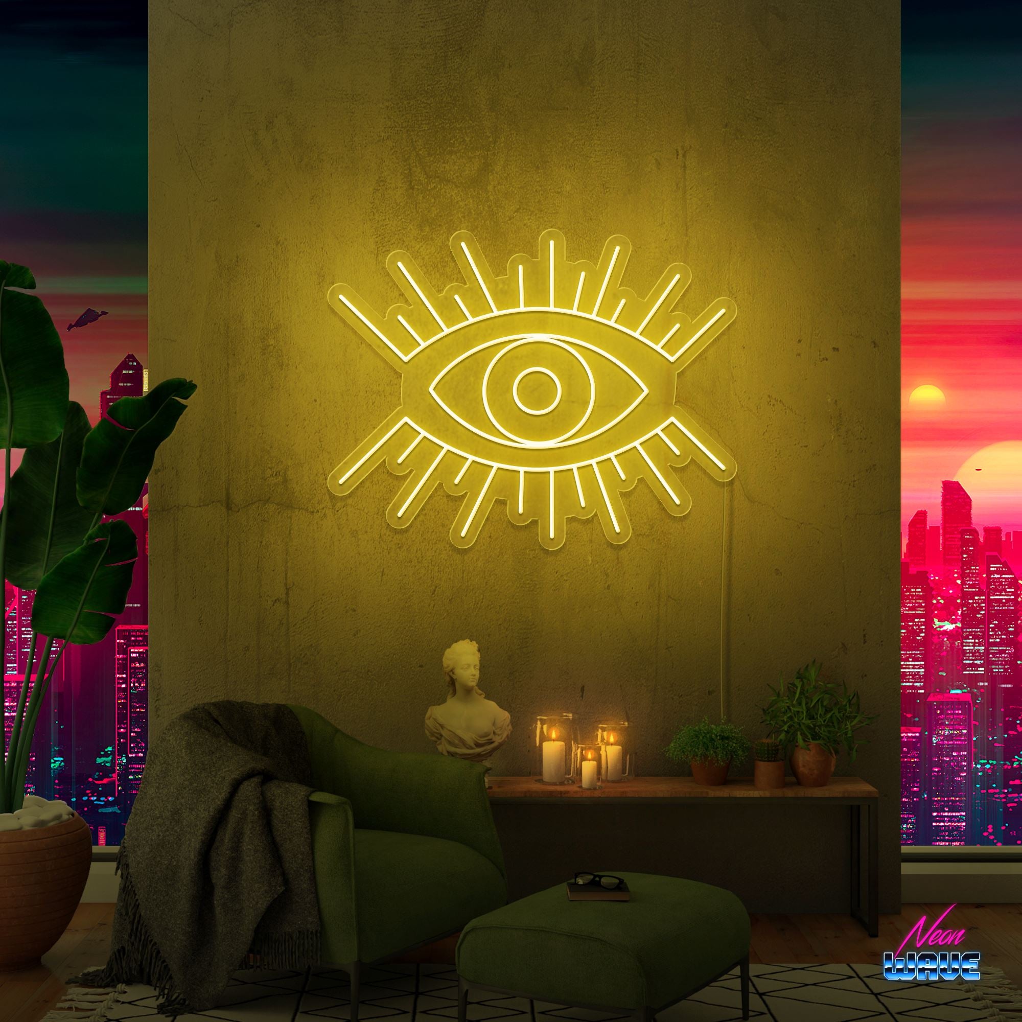 The Eye Neon Sign Neonwave.ch 50cm Gelb 