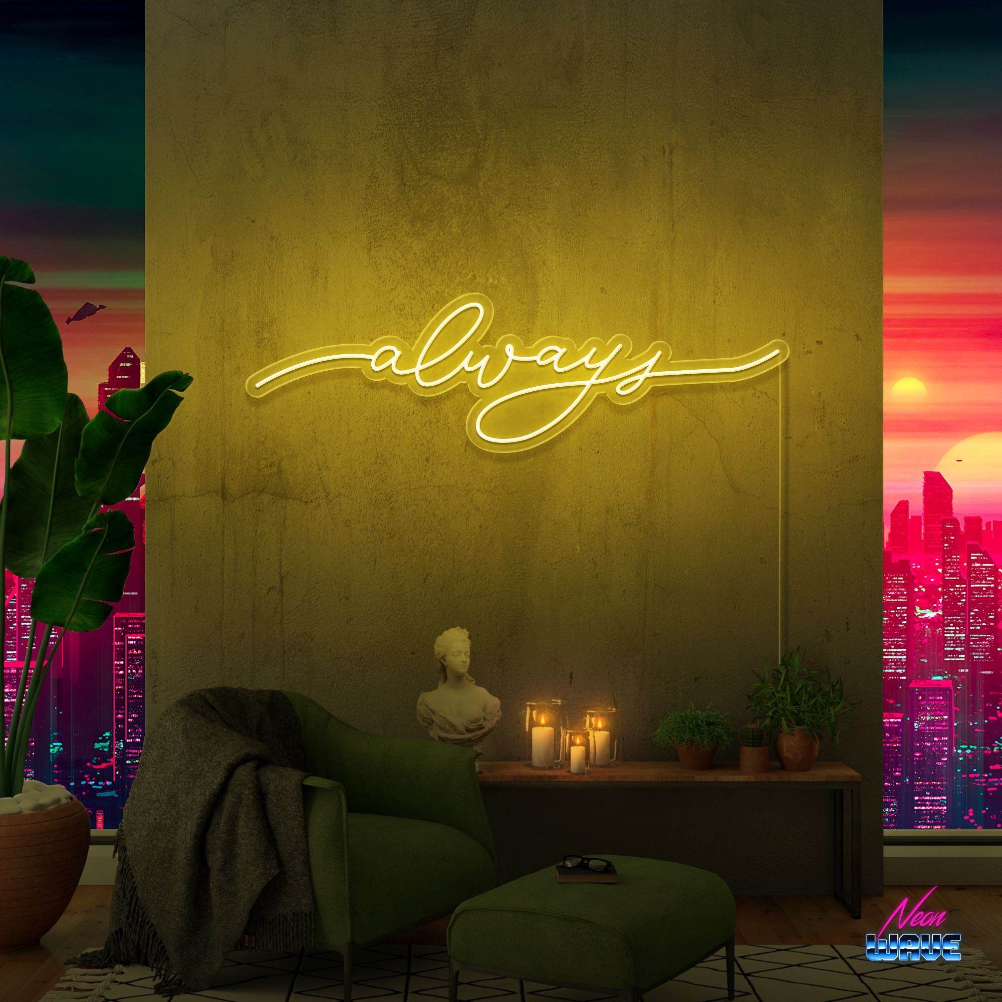 Always Neon Sign Neonwave.ch 100 cm Gelb 