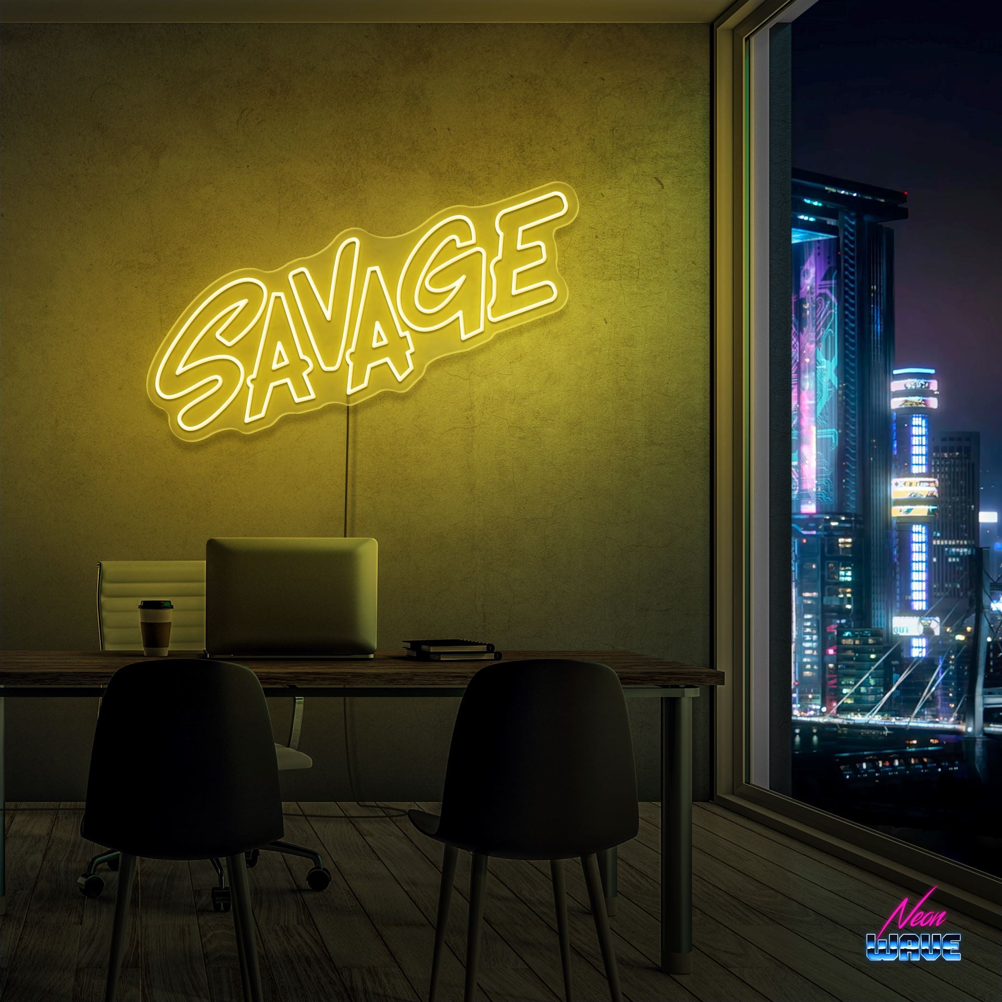 SAVAGE Neon Sign Neonwave.ch 50cm Gelb 
