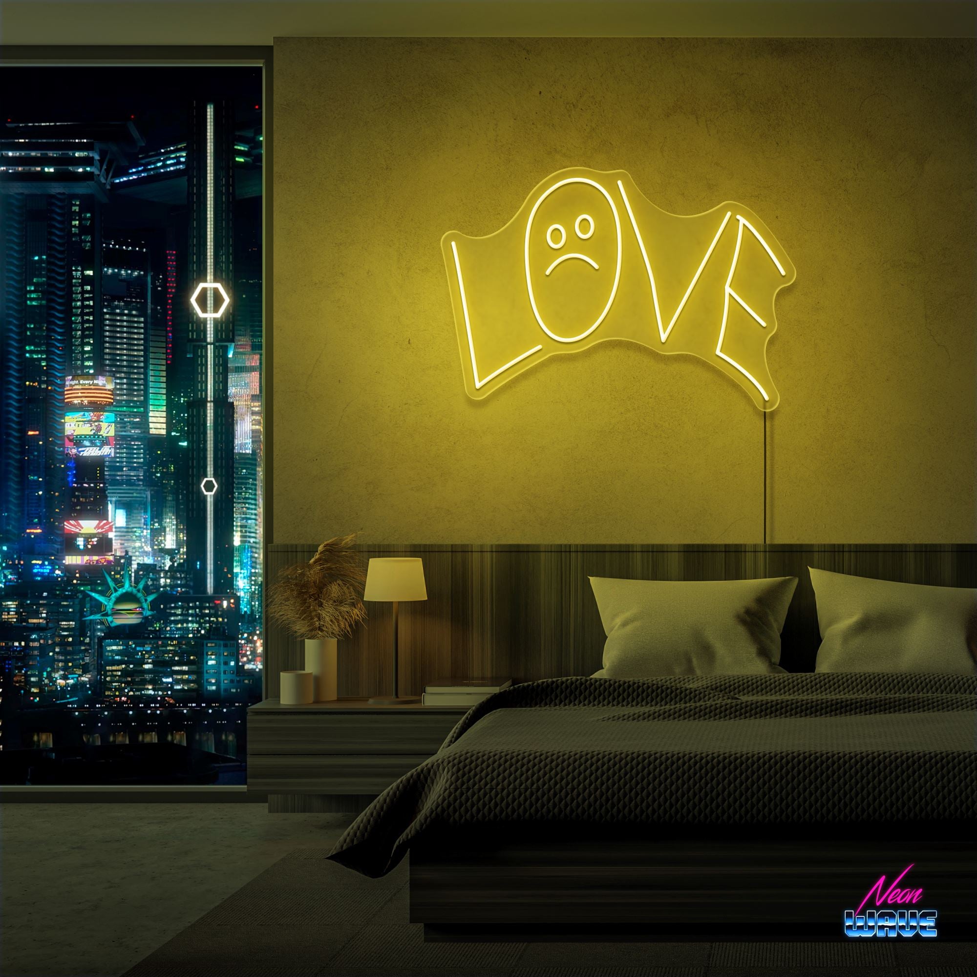 LOVE :( by "Lil Peep" Neon Sign Neonwave.ch 50cm Gelb 