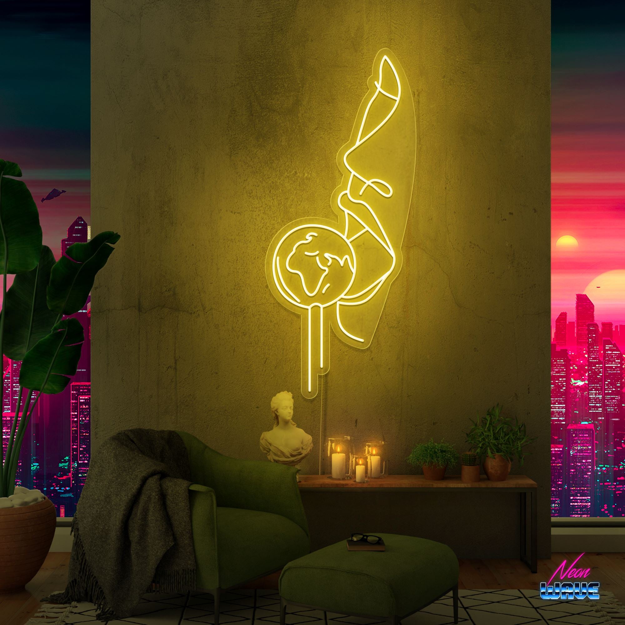 Earth Lollipop Neon Sign Neonwave.ch 75cm Gelb 