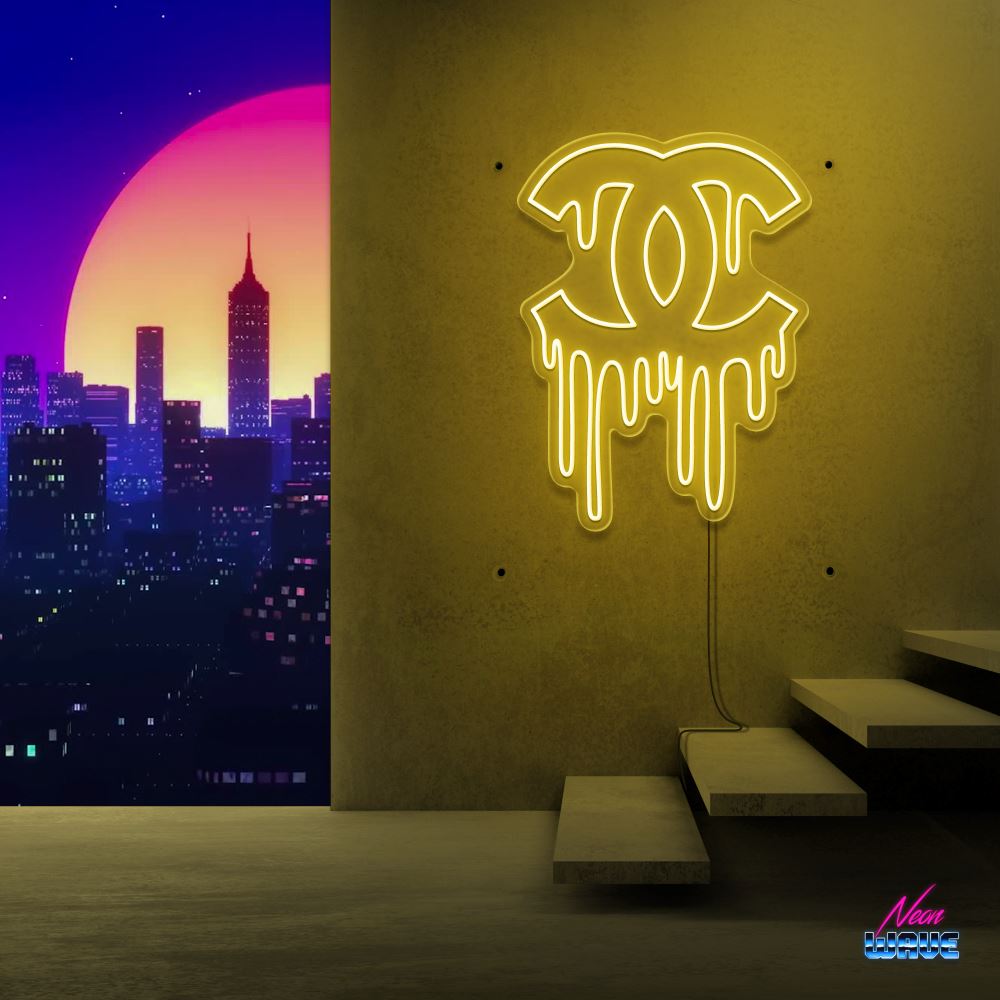 Liquid Chanel Neon Sign Neonwave.ch 50cm Gelb 