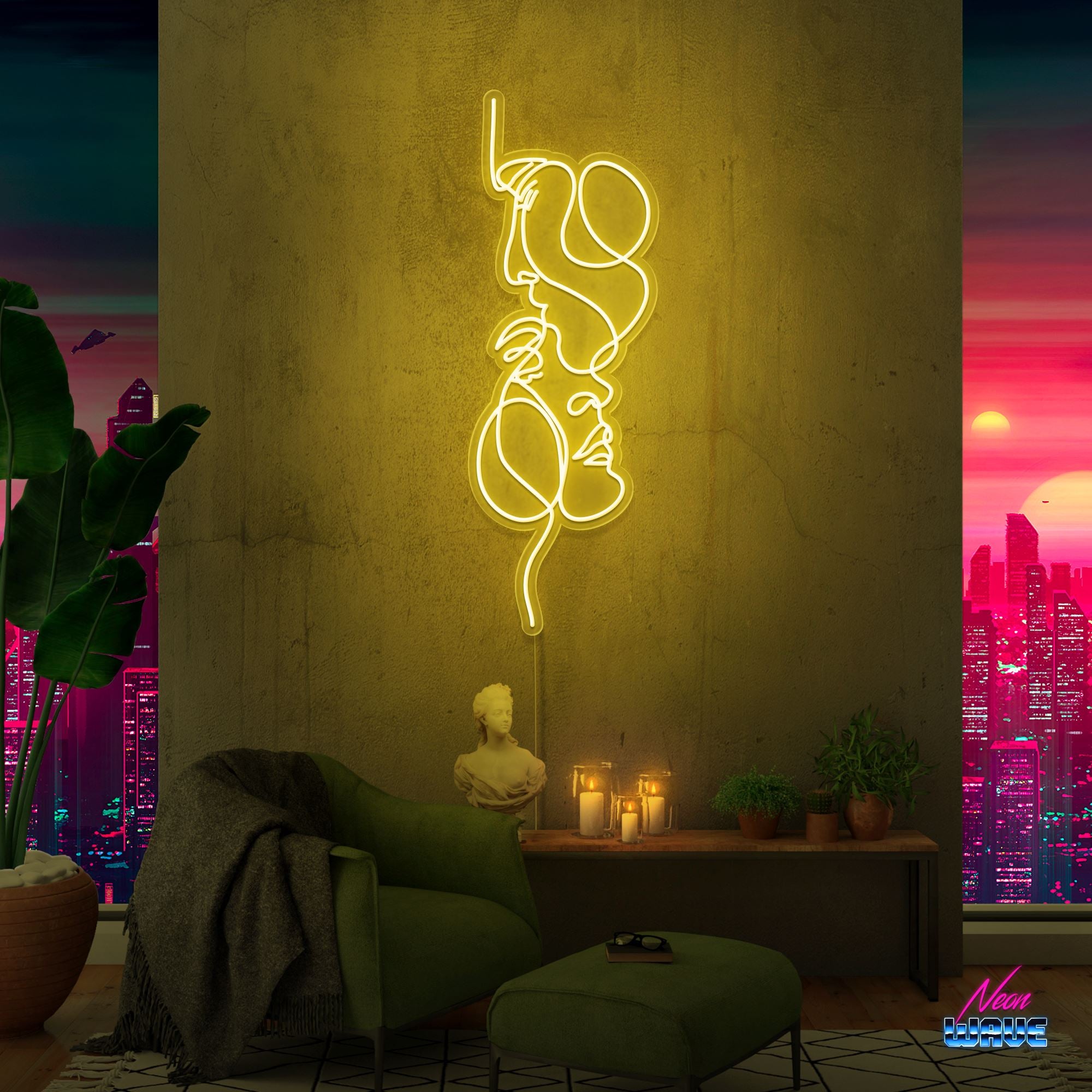 You and Me Neon Sign Neonwave.ch 120 cm Gelb 