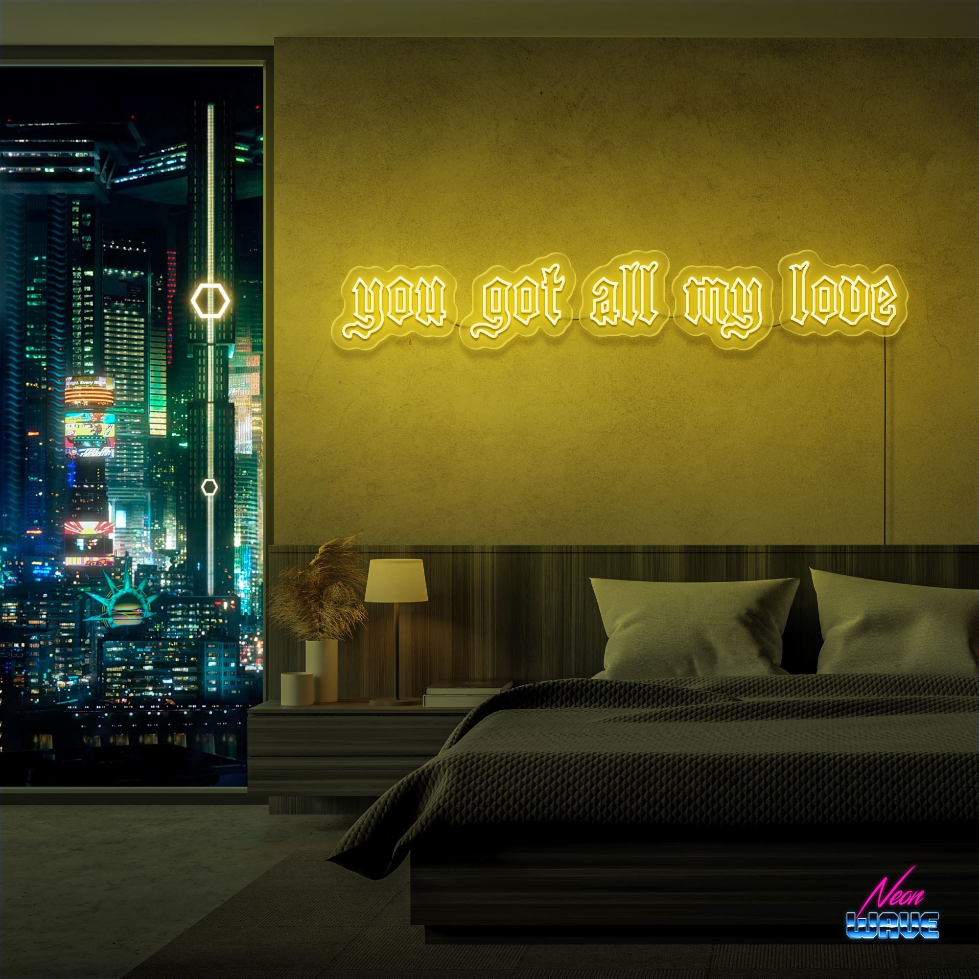 you got all my love Neon Sign Neonwave.ch 125cm Gelb 