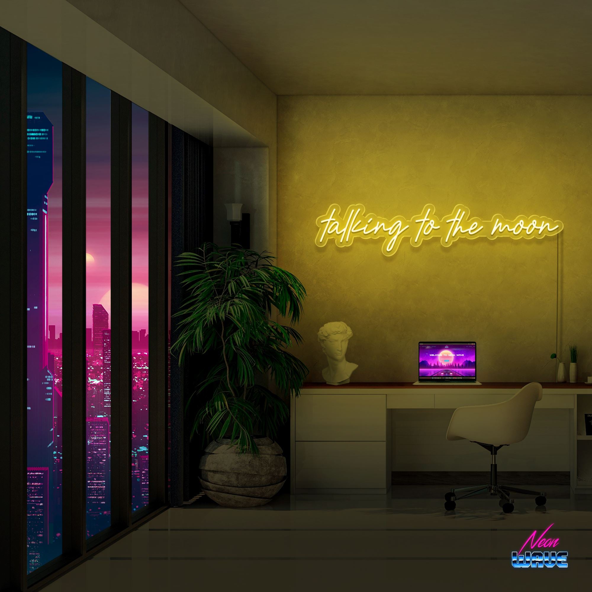 Talking to the moon Neon Sign Neonwave.ch 100cm Gelb 