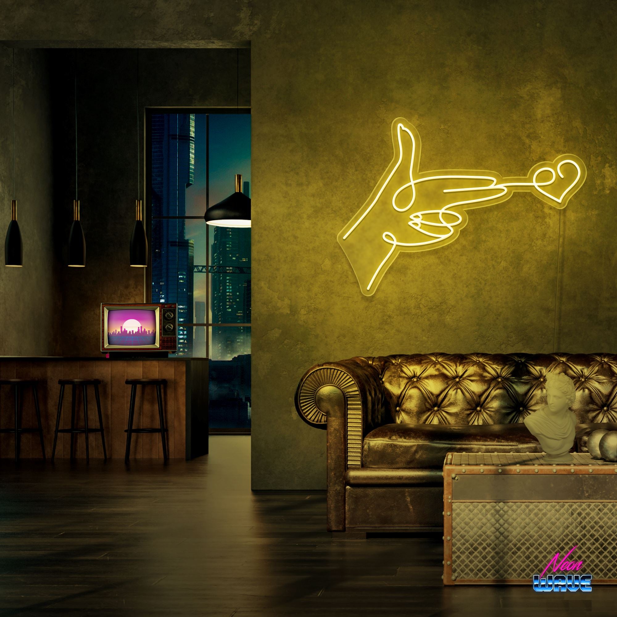 Love Bullet Neon Sign Neonwave.ch 50cm Gelb 